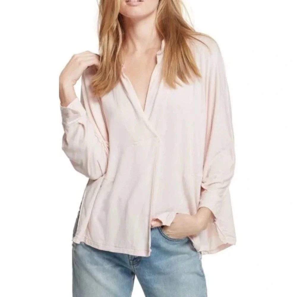 Free People We The Free Can't Fool Me Tee Pink‎ Womens Size XS Comfy Oversized